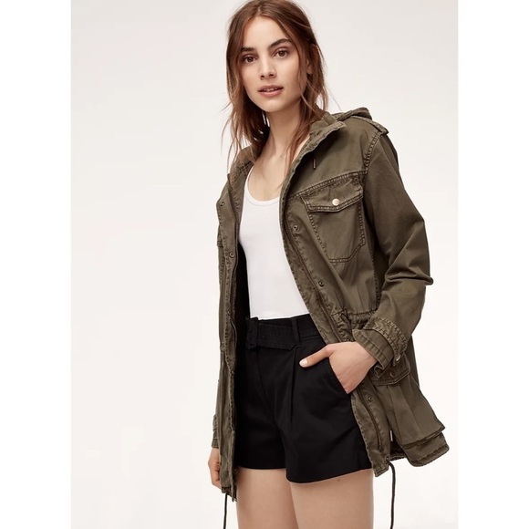 ARITZIA Talula Green Button Up Hooded Utility Jacket - Picture 1 of 10